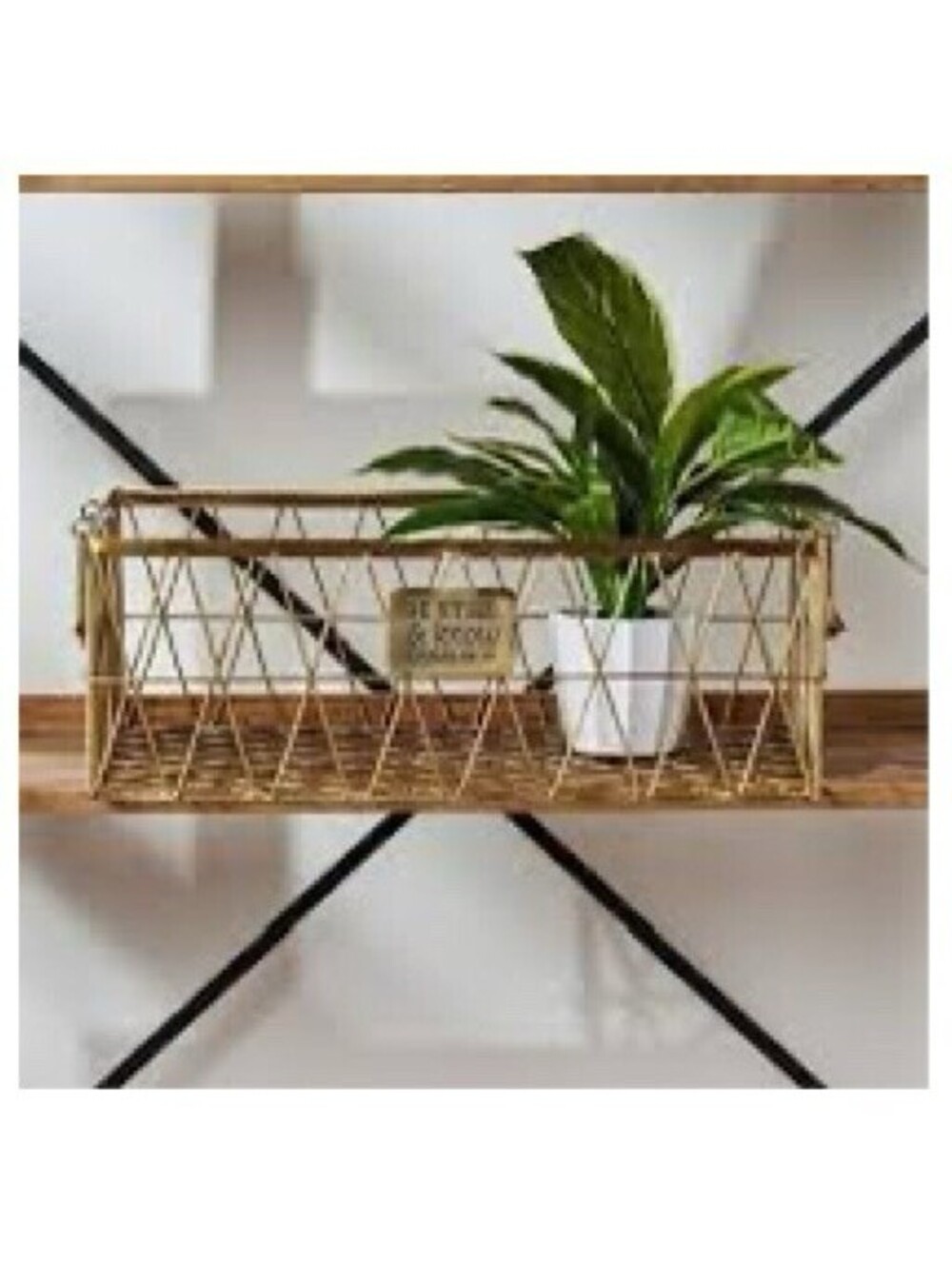 NEW Mary & Martha Be Still Psalm gold metal office storage basket organizer